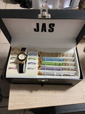 Vintage JAS Women's Interchangeable Watch Set with Pastel Straps